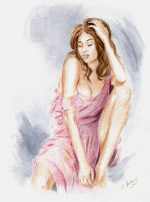 Schönes Girl im sexy Kleid - erotische Malerei von Marita Zacharias