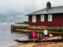 Children Playing at Harbor Essex CT by Susan Savad