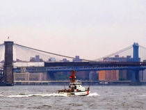 Coast Guard Cutter Near Brooklyn Bridge by Susan Savad