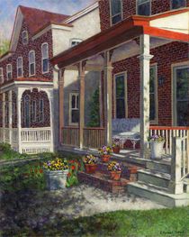 Porch with Pots of Pansies von Susan Savad