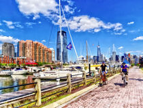 Bicycling Along Liberty Landing Marina by Susan Savad