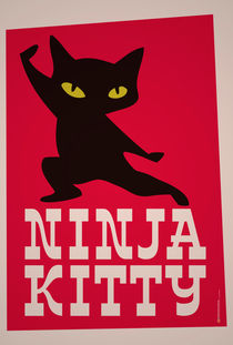 Ninja Kitty Retro Poster von monkeycrisisonmars