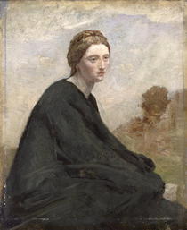 The brooding girl by Jean Baptiste Camille Corot