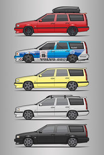 Stack of Volvo 850R 855R T5 Turbo Station Wagons von monkeycrisisonmars