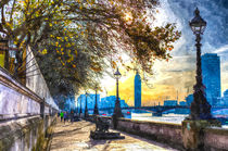 River Thames Path Watercolour von David Pyatt