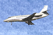 Dassault Falcon 2000 Jet Watercolour von David Pyatt