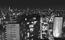 Classic Sao Paulo Downtown Night Skyline - Copan and former Hilton Hotel Buildings by Carlos Alkmin