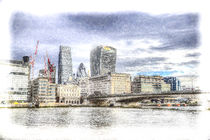 City of London and River Thames Snow Art von David Pyatt