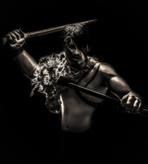 painted silhouette of a wild warrior von Ales Munt