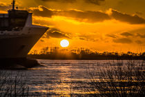 SUNSET at elbe river von urs-foto-art