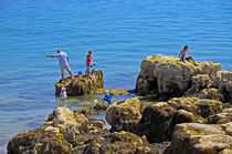 Fishing from the Rocks, Seaview by Rod Johnson