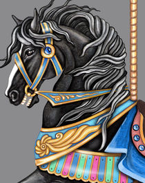 Black Carousel Horse Close UP by Sandra Gale