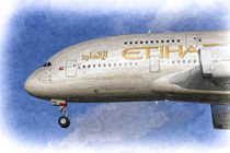 Etihad Airlines Airbus A380 Art by David Pyatt