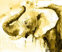 Elephant, golden elephant, watercolor, nature, animal von Luba Ost