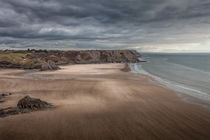 Wind swept Three Cliffs Bay by Leighton Collins