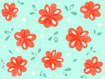 Cheerful Decorative Red Flowers by Boriana Giormova