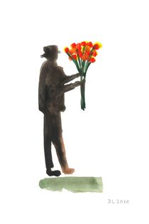 Mann mit Blumenstraß von Doris Lasar
