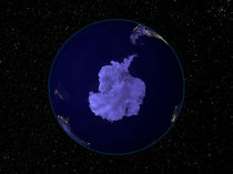 Earth at night centered on the South Pole. von Stocktrek Images
