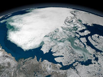 Arctic sea ice above North America by Stocktrek Images