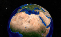 Earth showing North Africa. by Stocktrek Images