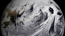 Cloud simulation centered over the middle Pacific.  von Stocktrek Images