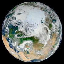 Earth showing the Arctic, Europe and Asia. von Stocktrek Images
