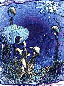 Poppies Surreal in Blue von Sandra  Vollmann