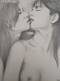 The Kiss (drawing) ORIGINAL - SOLD by Rob Delves