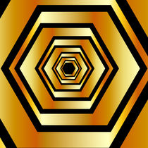 Metallic hexagonal illusion in gold colors forming perspective  by Shawlin I
