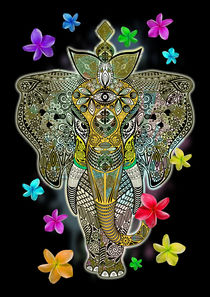 Elephant Zentangle Doodle Art  by bluedarkart-lem