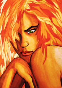 Cat Woman with Fire Hair von bluedarkart-lem