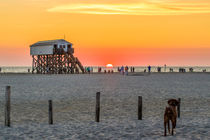 Sonnenuntergang St Peter Ording Nordsee Strand by Dennis Stracke