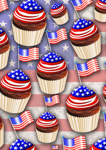 USA Flag Cupcakes Pattern   by bluedarkart-lem