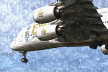 Emirates A380 Airbus Watercolour by David Pyatt