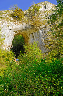 Climbing in the Natural Limestone Arch by Rod Johnson