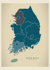 South Korea Modern Map von Ingo Menhard