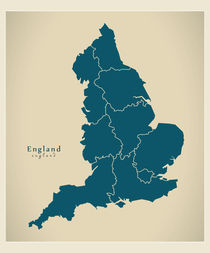 England Modern Map by Ingo Menhard