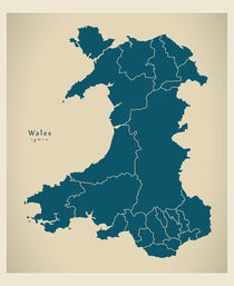 Wales Modern Map by Ingo Menhard
