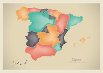 Spain Map Artwork by Ingo Menhard