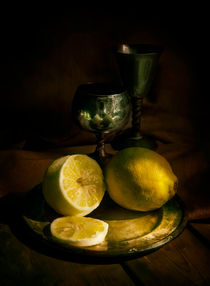 Still life with lemons and silver chalices by Jarek Blaminsky