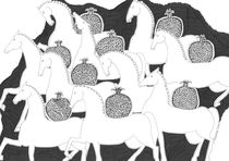 Horses with pomegranates von Elisaveta Sivas