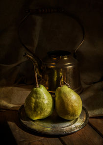 Still life with two pears and copper teapot by Jarek Blaminsky