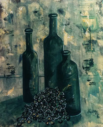 Flaschen mit Weintrauben von Monika Missy