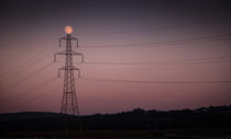 Electricity Stanchion and moon by Leighton Collins