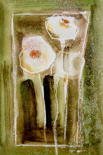 weißer Mohn in Vase - abstrakt von Chris Berger