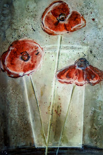 Roter Mohn in Vase - abstrakt von Chris Berger