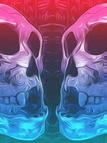 drawing and painting pink and blue skull background von timla