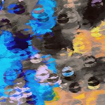 black blue and orange kisses lipstick abstract background by timla