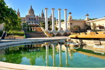 National art museum and fountain, Placa de Espanya, Barcelona, Spain by Tania Lerro