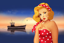 Retro Pin-up girl am Meer by Monika Juengling